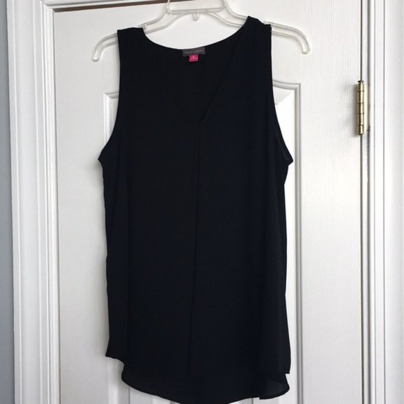 Vince Camuto Black Silk Tunic Tank, Sz M - Picture 2 of 5